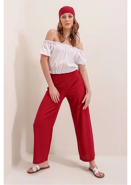 6543 Örme Pantolon Kırmızı