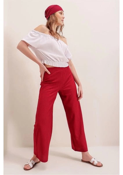 6543 Örme Pantolon Kırmızı