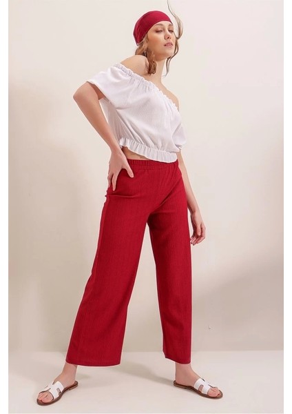 6543 Örme Pantolon Kırmızı