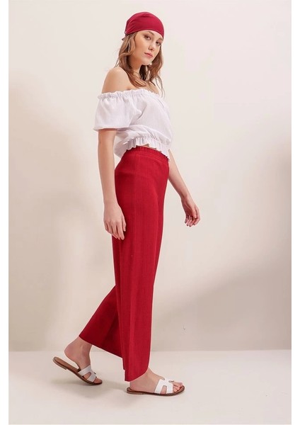 6543 Örme Pantolon Kırmızı