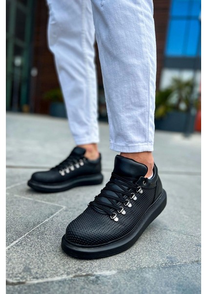 SHO021 Bağcıklı Yüksek Taban Cst Favo Erkek Ayakkabı Sıyah modelleri