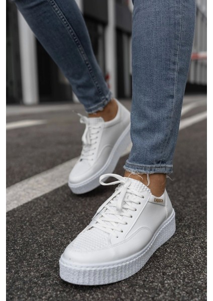 SHO017 Bağcıklı Yüksek Taban Fbt Pyramid Erkek Ayakkabı Beyaz fiyatları