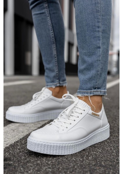 SHO017 Bağcıklı Yüksek Taban Fbt Pyramid Erkek Ayakkabı Beyaz modelleri