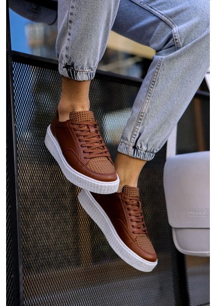 SHO017 Bağcıklı Yüksek Taban Fbt Pyramid Erkek Ayakkabı Taba fiyatları