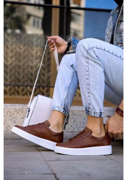 SHO017 Bağcıklı Yüksek Taban Fbt Pyramid Erkek Ayakkabı Taba fırsatları