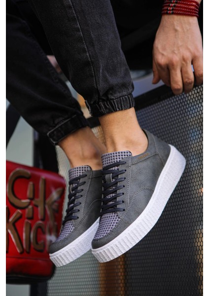 SHO017 Bağcıklı Yüksek Taban Fbt Pyramid Erkek Ayakkabı Antrasıt