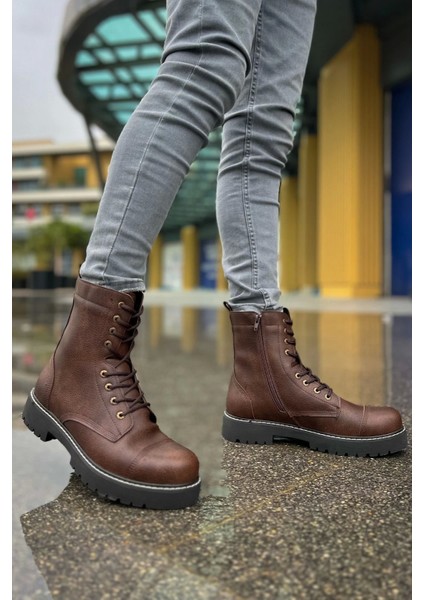 Shoecide SHO009 Bağcıklı Fermuarlı Yüksek Taban Cst Military Erkek Bot Kahve fiyatları