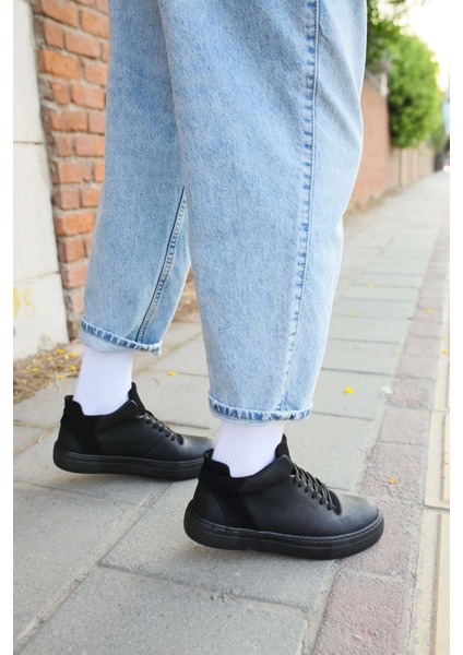 SHO004 Bağcıklı Yüksek Taban Cst Hıde Erkek Ayakkabı Sıyah modelleri