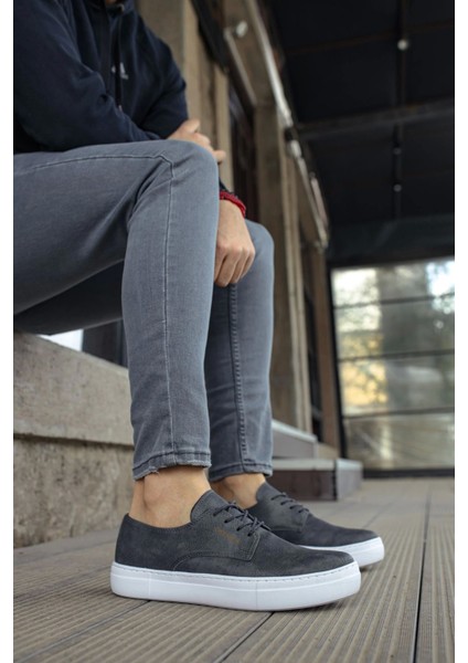 SHO005 Bağcıklı Yüksek Taban Cbt Pıttı Erkek Spor Klasik Ayakkabı Antrasıt modelleri