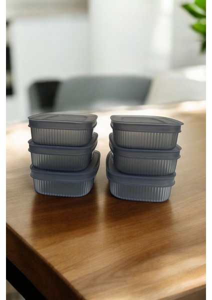 Saklama Kabı, Antrasit, 6'lı Set, 0.6 Lt