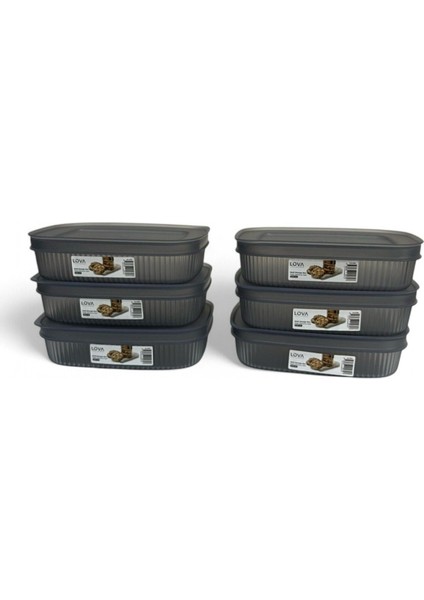 Saklama Kabı, Antrasit, 6'lı Set, 0.6 Lt