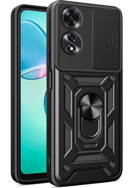 Oppo A60 Uyumlu Kılıf Magnetik Standlı Kamera Korumalı Sürgülü Vega Kapak