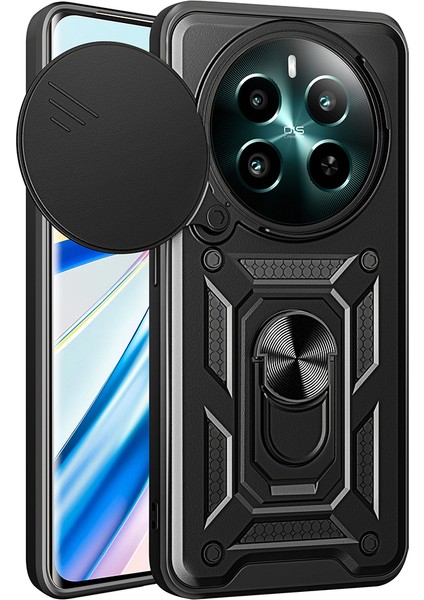 Realme 12 Uyumlu Kılıf Magnetik Standlı Kamera Korumalı Sürgülü Vega Kapak