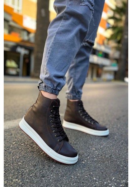 SHO055 Bağcıklı Yüksek Taban Cbt Between Erkek Spor Bot Kahve modelleri