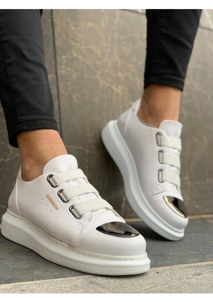 SHO251 3 Bantlı Ayna Burun Rahat Taban Cbt Mirror Erkek Ayakkabı Beyaz modelleri