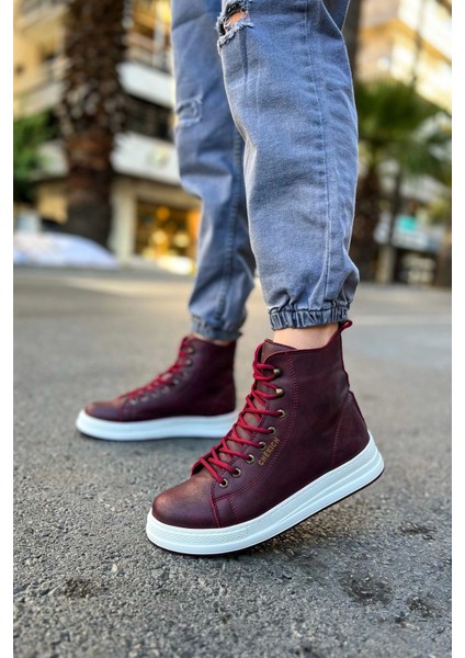 SHO055 Bağcıklı Yüksek Taban Cbt Between Erkek Spor Bot Bordo