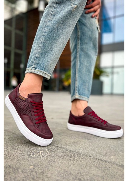 SHO015 Bağcıklı Yüksek Taban Delikli Desen Cbt First Edition Erkek Ayakkabı Bordo modelleri