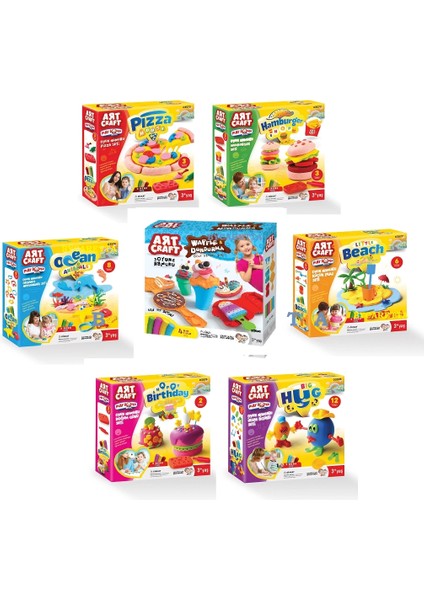 Waffle & Dondurma + Hamburger + Doğum Günü + Pizza + Plaj + Okyanus + Insan Figürü Hamur Set