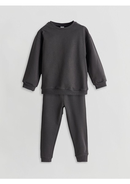 Lcw Baby Bisiklet Yaka Kız Bebek Sweatshirt ve Pantolon 2'li Takım