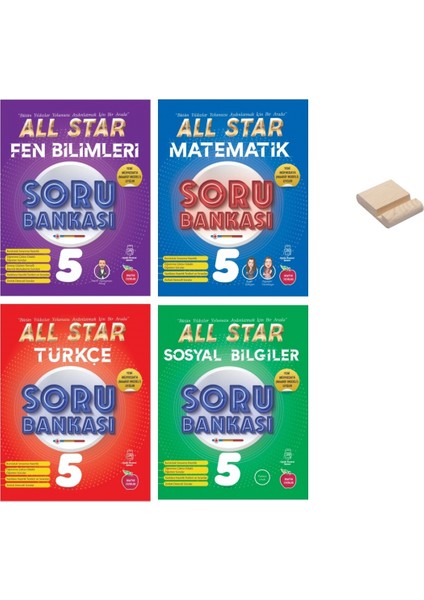 (Sınıf: 5) All Star Matematik Fen Türkçe ve Sosyal 4lü Set Soru Bankası (Telefon Tutucu)