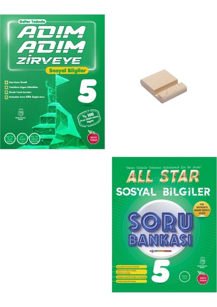 (Sınıf: 5) Adım Adım Zirveye ve All Star Sosyal Bilgiler Soru Bankası (Telefon Tutucu)