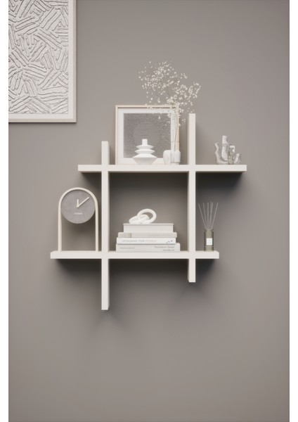Linea Beyaz Dekoratif Duvar Rafı - Duvara Monte Kitaplık modelleri