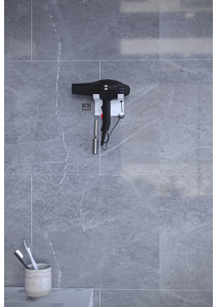 Beyaz Saç Kurutma Makinesi Tutacağı, Banyo Lavabo Fön Makinesi Askısı Ultra Güçlü Yapışkanlı