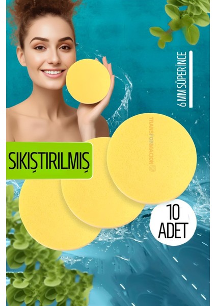 Sıkıştırılmış Makyaj Temizlik Pedi Cilt Temizlik Süngeri Doğal Selülöz 10 Adet 721467