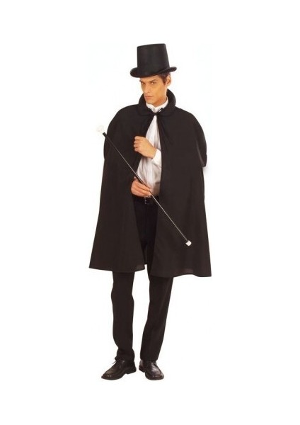 Siyah Sihirbaz Pelerini ve Sihirbaz Şapkası Yetişkin Boy