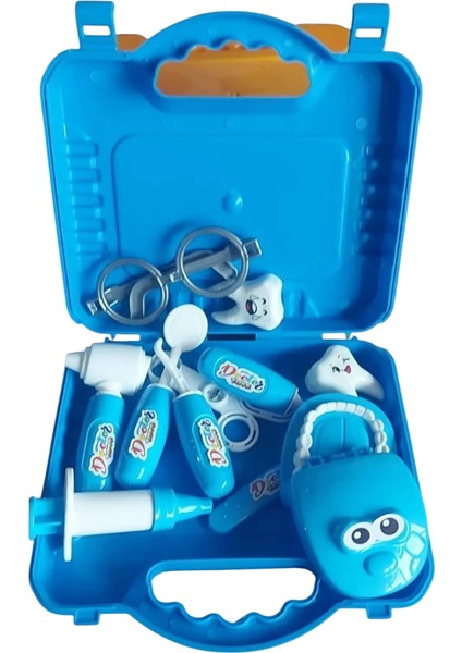 Küçük Çantalı Ağızlı Oyuncak Doktor Dişçi Seti -Mavi fiyatları