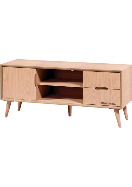 Belen 160 Lik Retro Tv Sehpası Cilasız Ham Ahşap