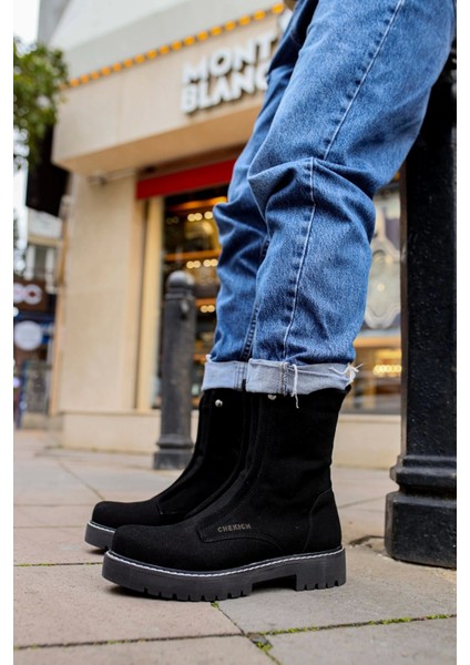 SHO027 Fermuarlı Yüksek Taban Sst Quebec Erkek Bot Sıyah fiyatları