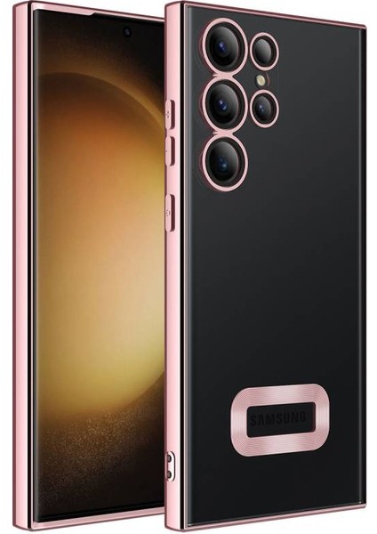 Samsung Galaxy S23 Ultra Kkılıf Logo Detaylı Esnek Elis Lazer Silikon Kapak