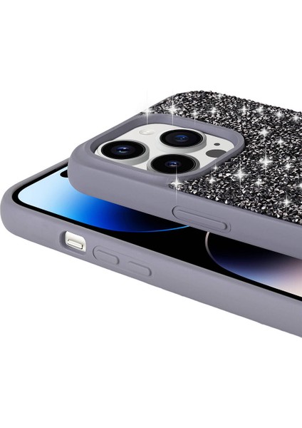 Apple iPhone 14 Pro Max Kılıf Magsafe Destekli ve Parlak Taş Tasarımlı Blazara Premium Sert Silikon Kapak