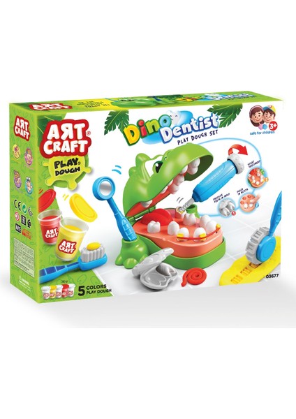 Dinozor Dişçi Oyun Hamur Set + Kuaför Oyun Hamur Seti + Insan Figürü Seti Eğitici Set