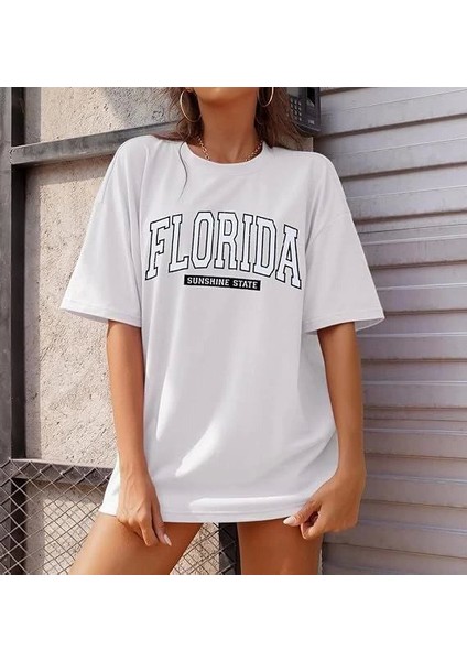 Bisiklet Yaka Baskılı T-Shirt - Beyaz modelleri