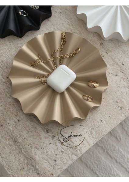Dekoratif Dalgalı 21 cm Bej Tabak