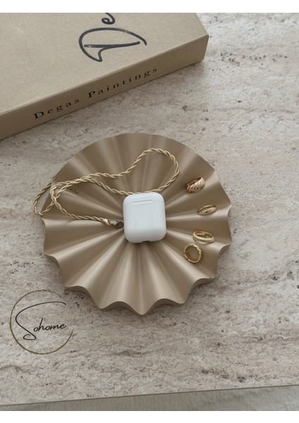 Dekoratif Dalgalı 21 cm Bej Tabak