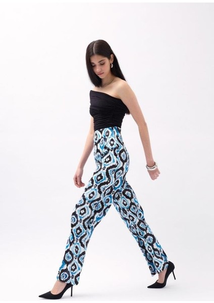 Desenli Saten Pantolon