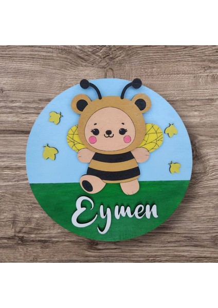 Kişiye Özel Ahşap Kapı Süsü – Sevimli Arı Temalı