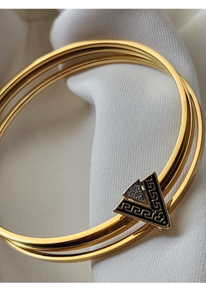 Ajda Bilezik Charm Model Çelik 3lü Bileklik Gold