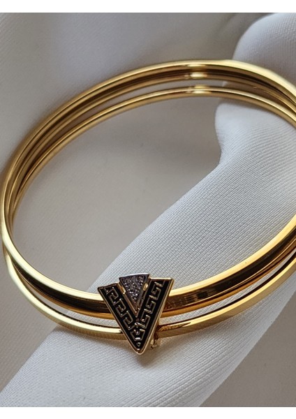 Ajda Bilezik Charm Model Çelik 3lü Bileklik Gold