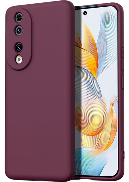 Honor 90 Uyumlu Silikon Kılıf - Kamera Korumalı Esnek Pastel Renk Kapak - Mor