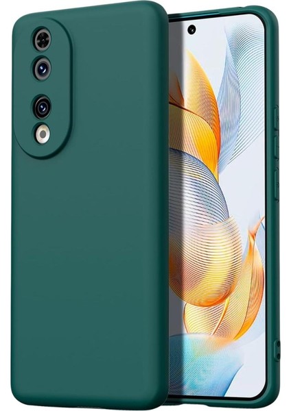 Honor 90 Uyumlu Silikon Kılıf - Kamera Korumalı Esnek Pastel Renk Kapak - Yeşil