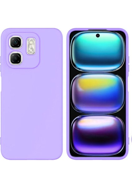 Infinix Smart 9 Uyumlu Silikon Kılıf - Kamera Korumalı Esnek Pastel Renk Kapak - Lila