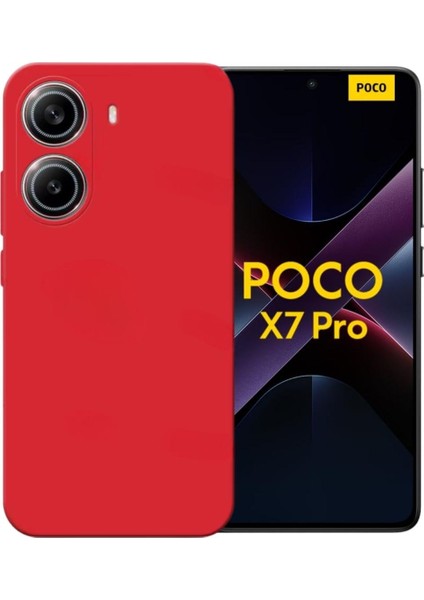 Poco X7 Pro Iron Man Edition Uyumlu Silikon Kılıf - Kamera Korumalı Esnek Pastel Renk Kapak - Kırmızı