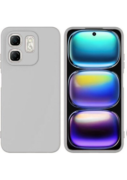 Infinix Hot 50I Uyumlu Silikon Kılıf - Kamera Korumalı Esnek Pastel Renk Kapak - Gri