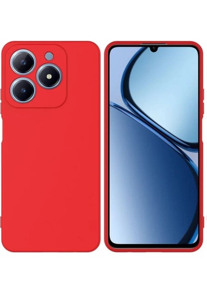 Realme C63 Uyumlu Silikon Kılıf - Kamera Korumalı Esnek Pastel Renk Kapak - Kırmızı