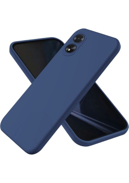 Oppo A18 Uyumlu Silikon Kılıf - Kamera Korumalı Esnek Pastel Renk Kapak - Lacivert