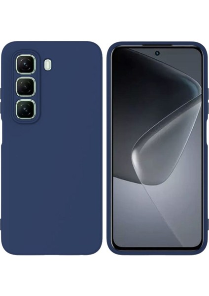 Infinix Hot 50 Pro Plus Uyumlu Silikon Kılıf - Kamera Korumalı Esnek Pastel Renk Kapak - Lacivert
